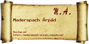 Maderspach Árpád névjegykártya